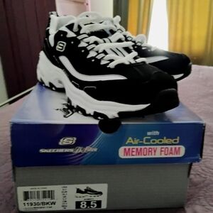 Skechers D'Lites Black and White Sneakers
